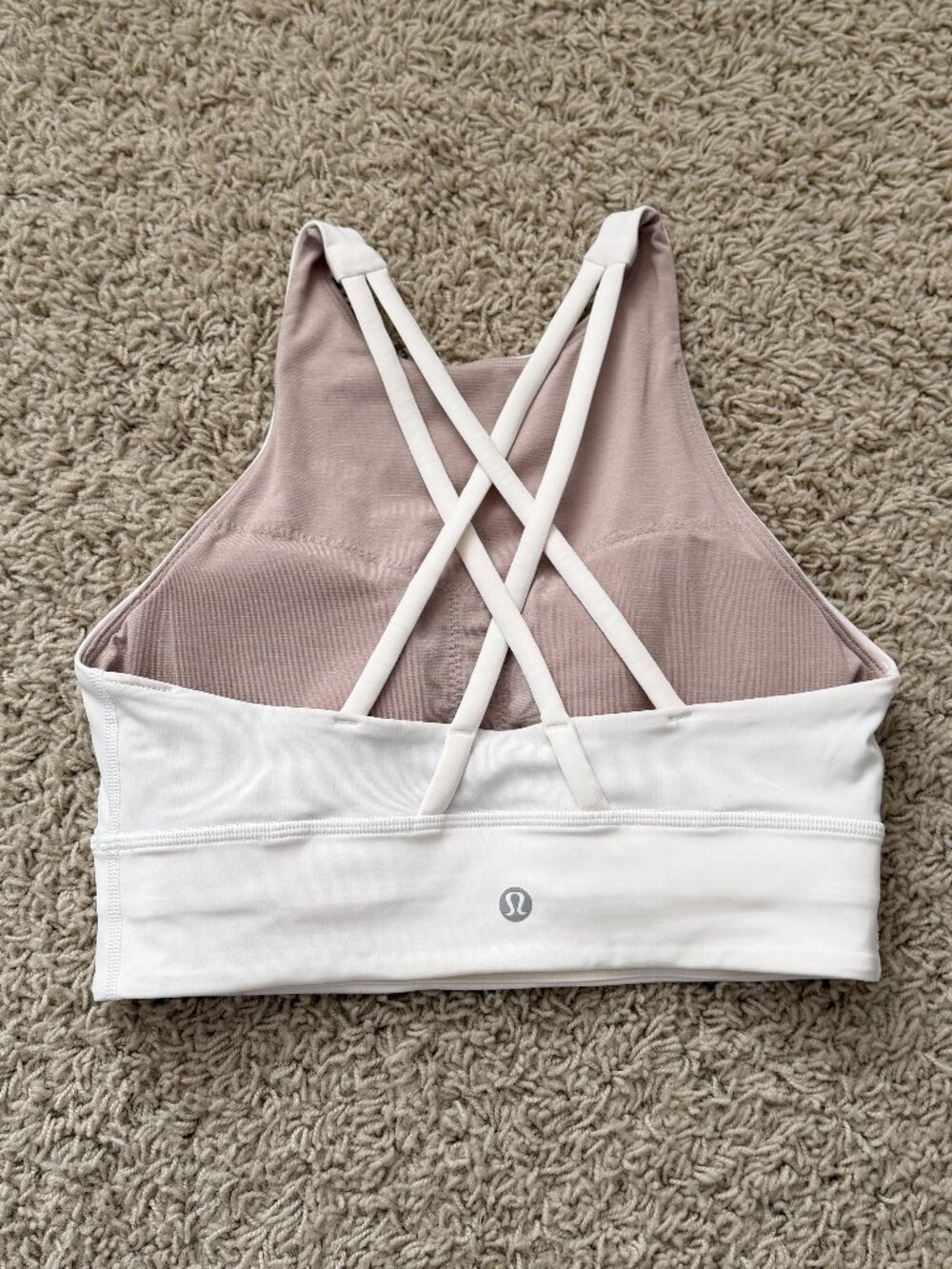 Lululemon Energy Bra High Neck Long Line Strappy White Size 6